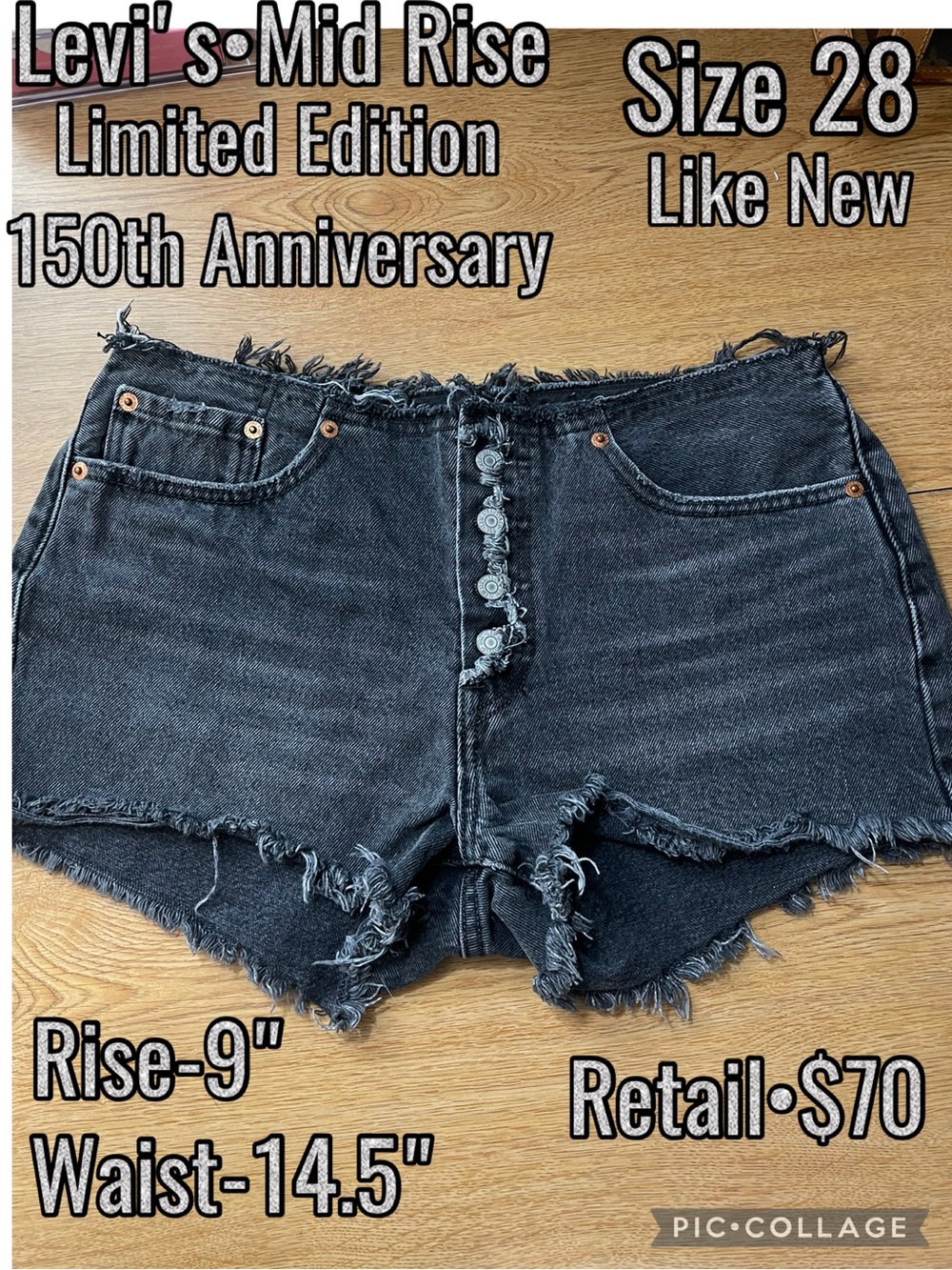 Levi's Limited Edition 150th Anniversary Black Mid-Rise Denim Shorts
